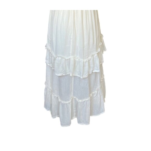Umgee Boho Smocked Ruffle Tiered Midi Dress Size L NWT Ivory Fairy Coquette - Picture 6 of 11